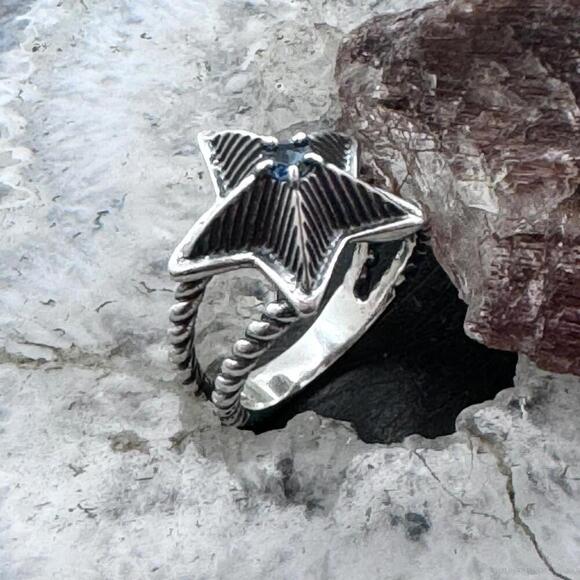 Carolyn Pollack Sterling Faceted London Blue Topaz Decorated Star Ring For Women - Picture 3 of 10